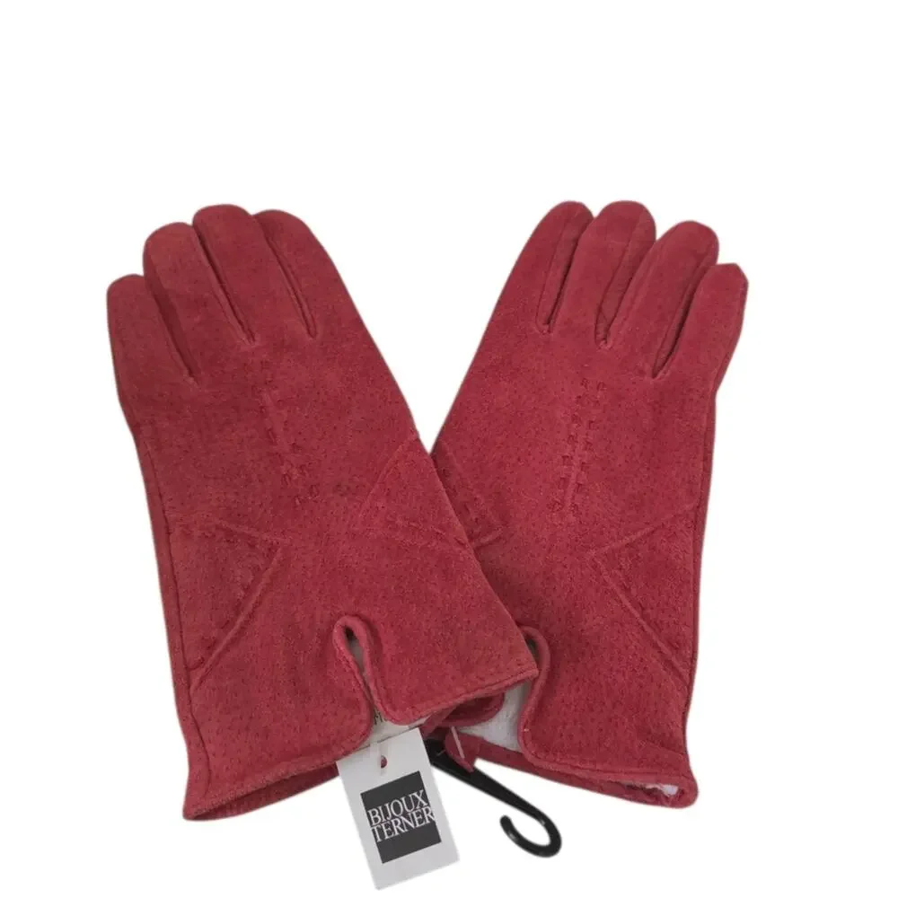 NWT Bijoux Terner | Tomato Red Suede Leather Gloves with Soft Lining